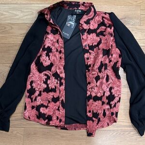 Fate Women's Black and Red Floral Blazer